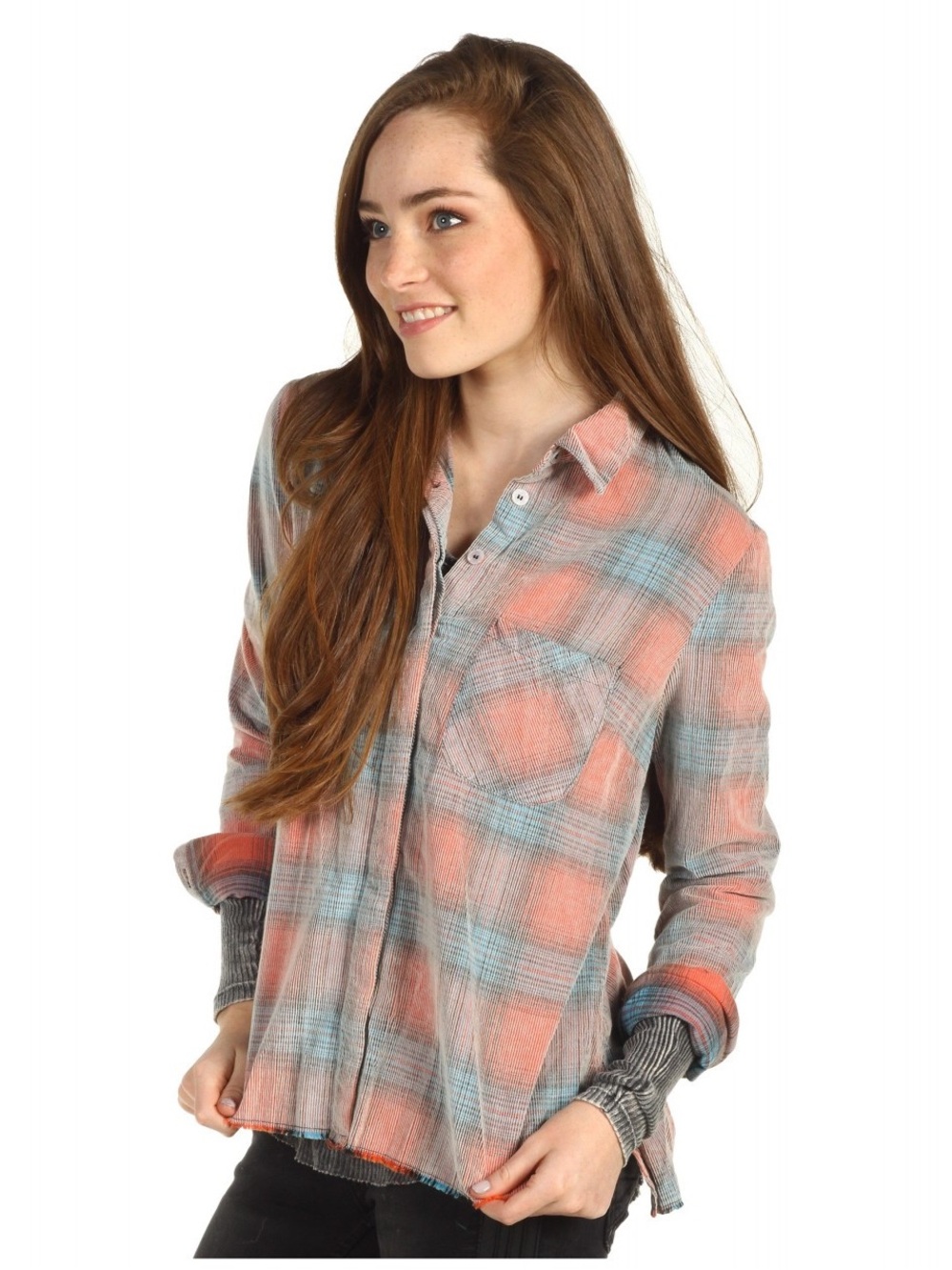 Free People We The Free Clarissa Corduroy Plaid Button Up, size M